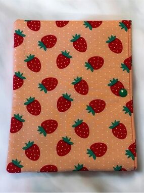 Strawberry Print Tablet or Notebook Sleeve - 7x9” handmade
